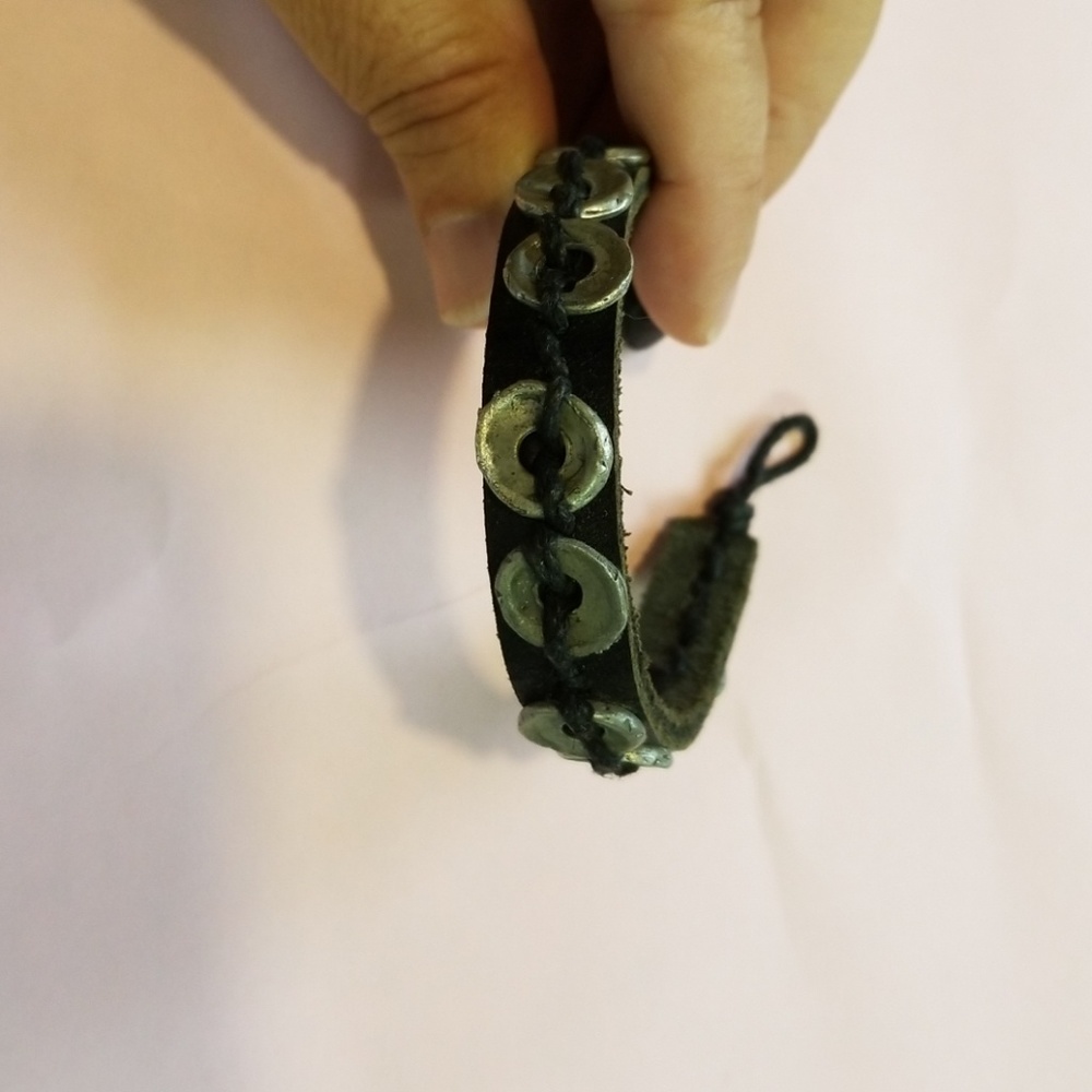 Funky leather and metal bracelet